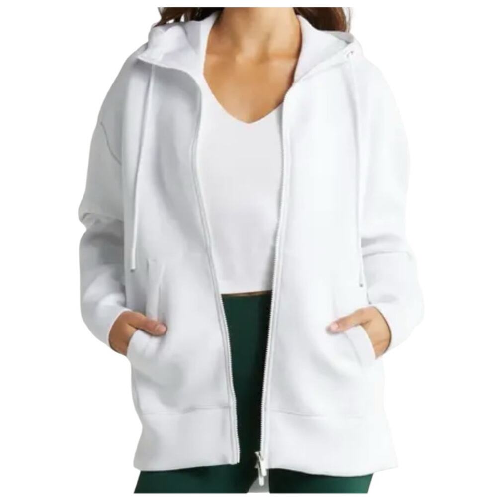 NEW! Zella Women’s Oversized M Winter White Intention Zip Long Sleeve Hoodie